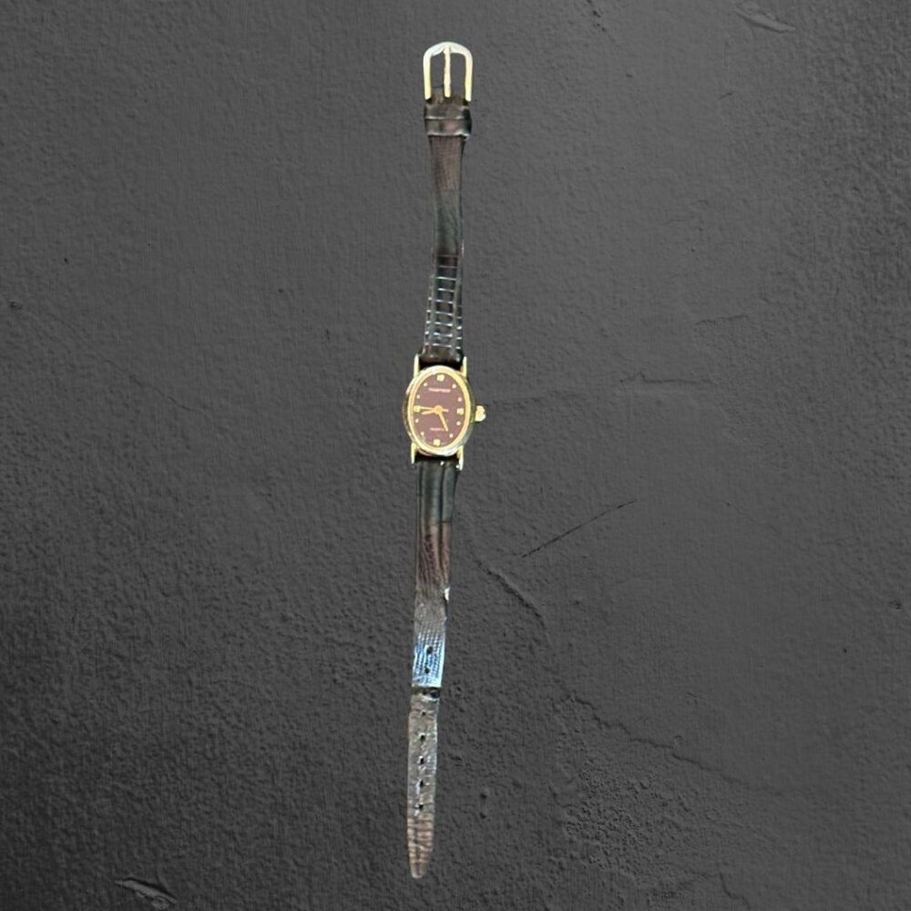 Vintage Timeteck Black Leather Band Watch